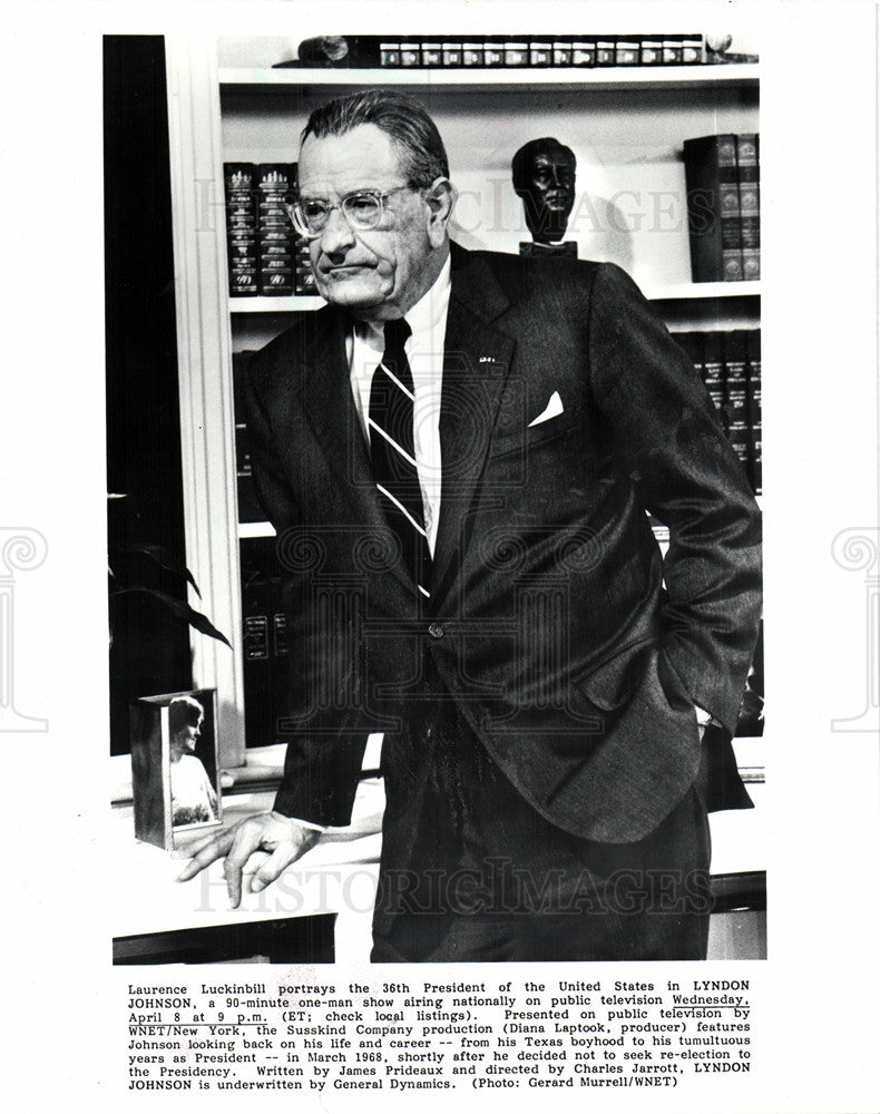 1987 Press Photo Lyndon B. Johnson, public television - Historic Images