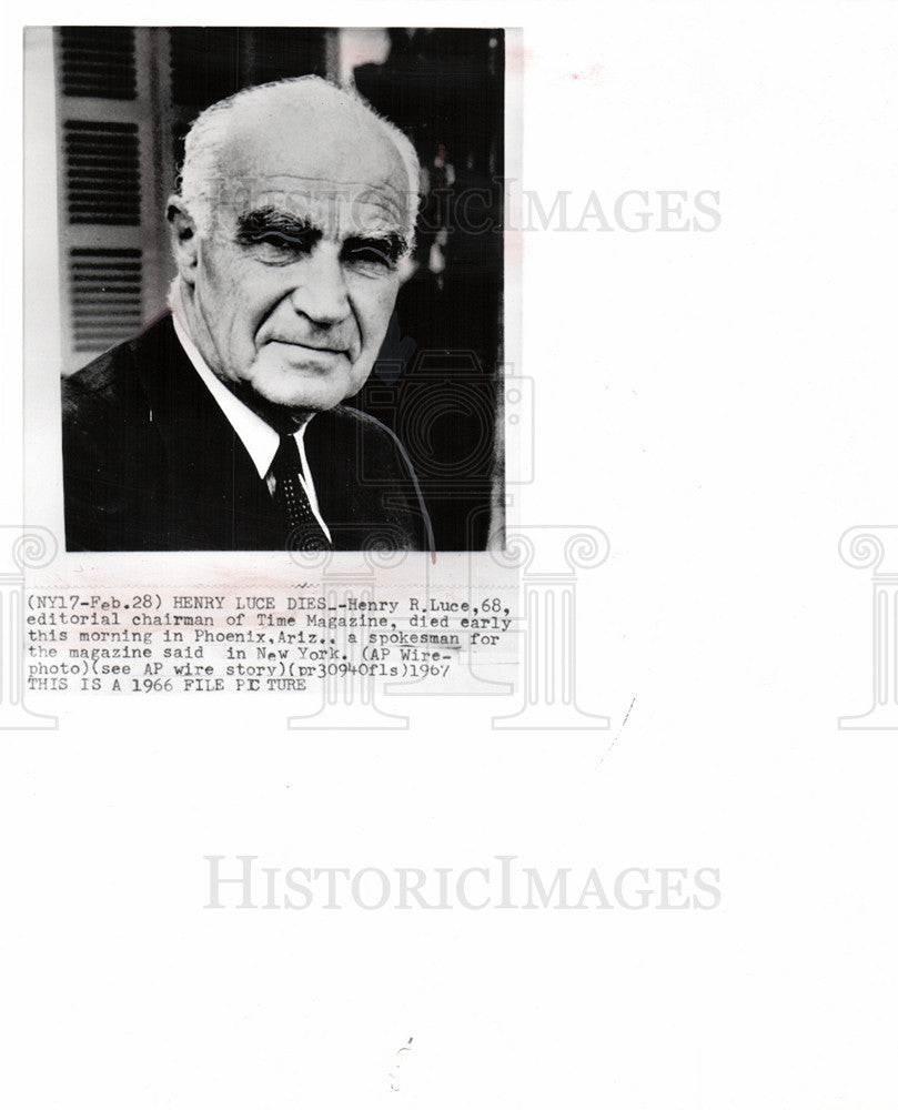 1967 Press Photo Henry R. Luce Time magazine chairman - Historic Images