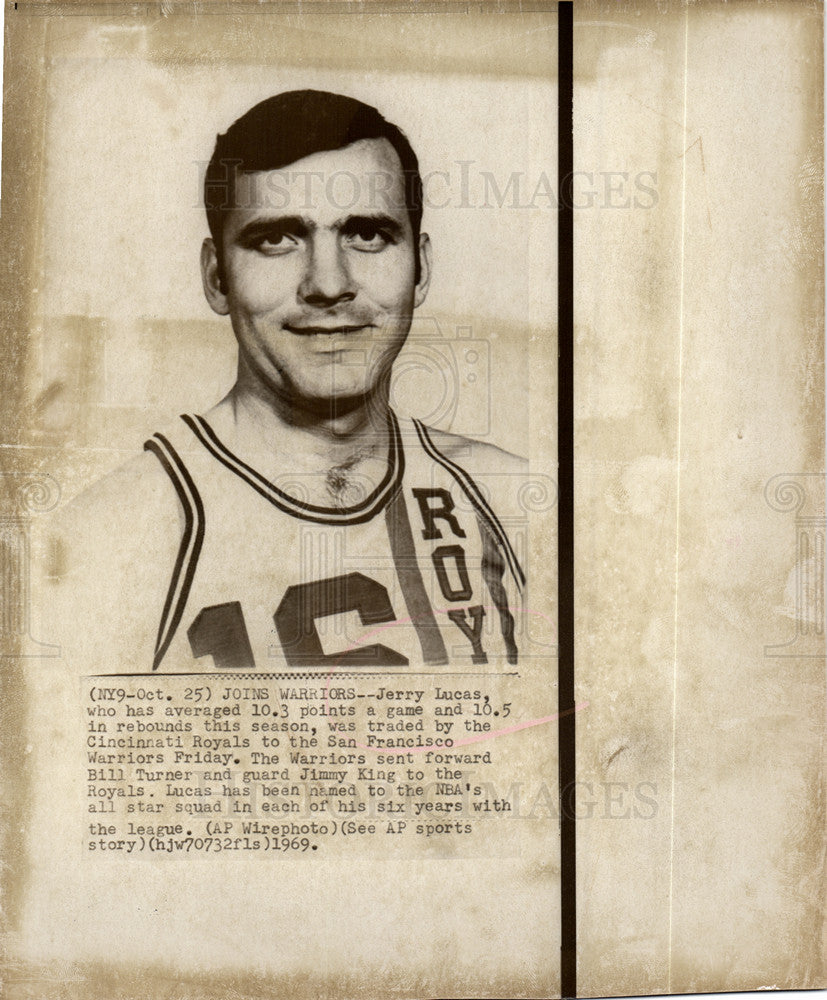 1969 Press Photo Jerry Lucas Royals Warriors NBA - Historic Images