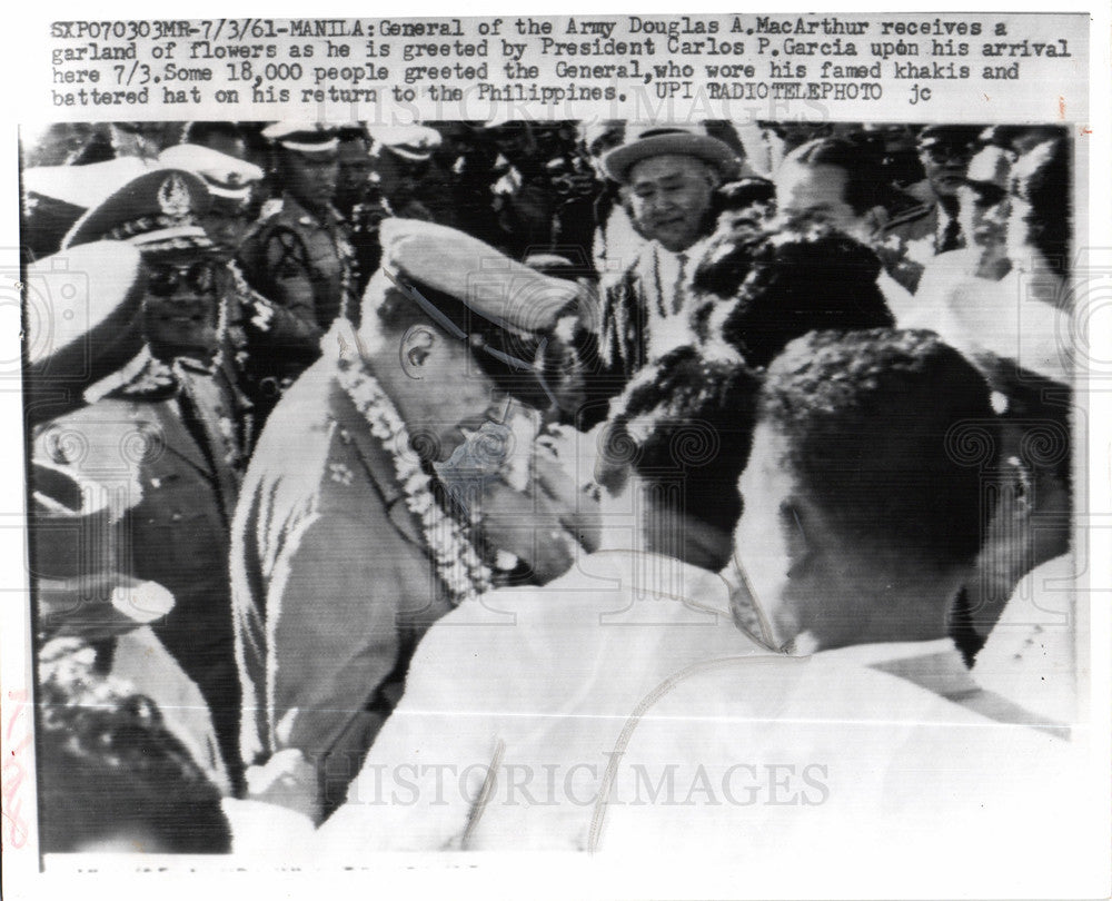 1961 Press Photo General Army Douglas MacArthur Manila - Historic Images