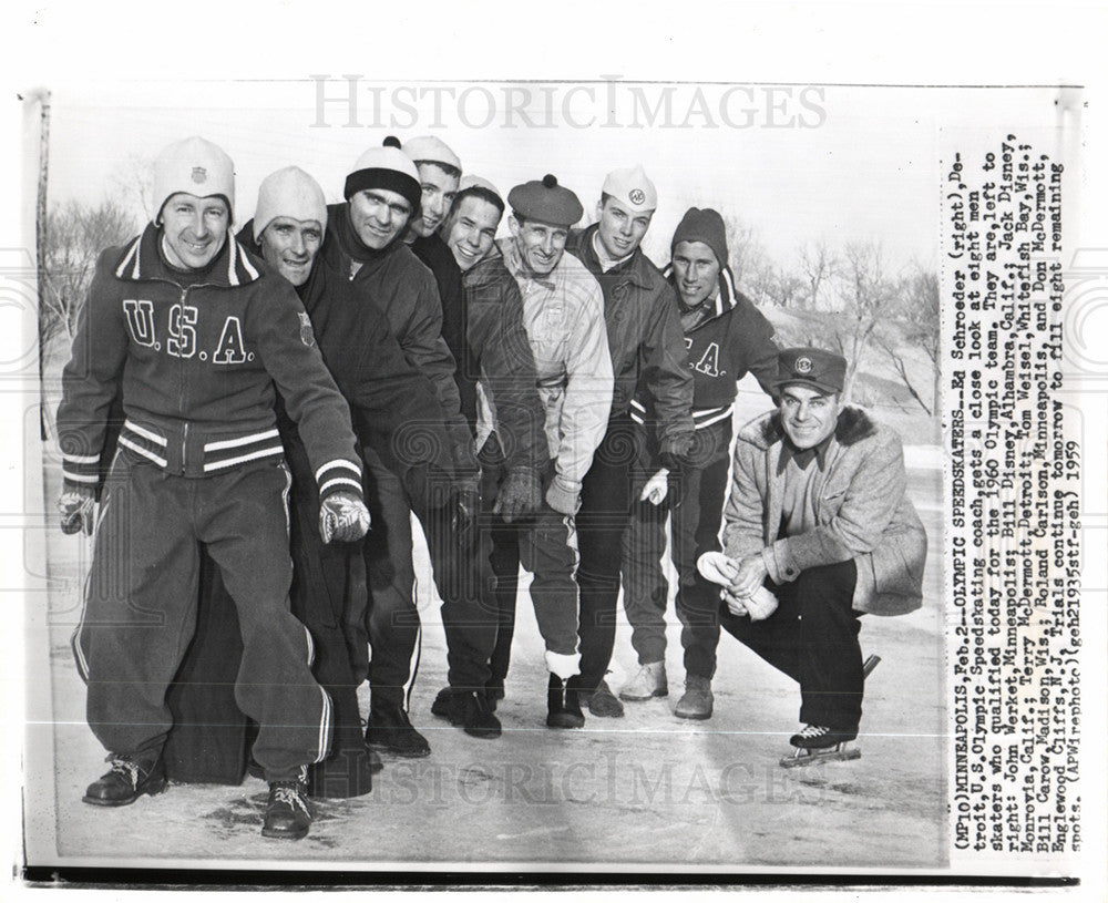 1959 Press Photo Olympic Speedskaters Ed Schroeder - Historic Images