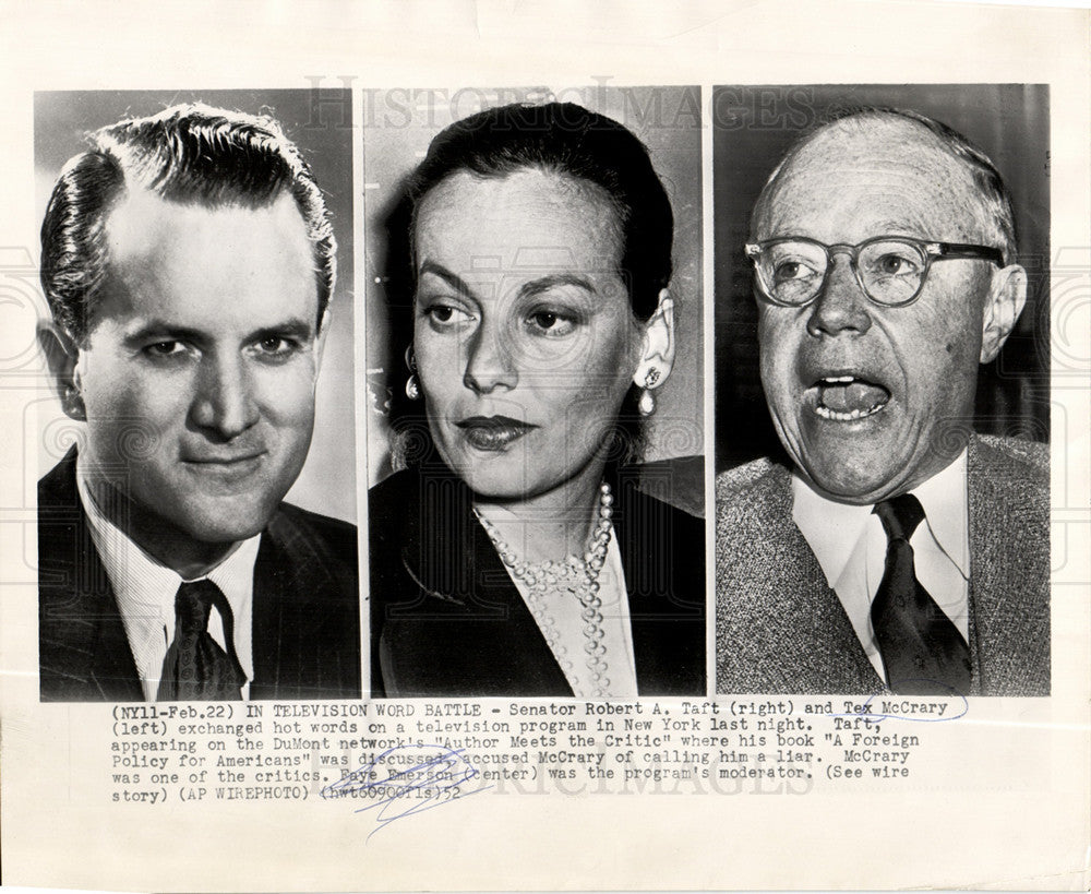 1952, Taft Tex McCrary Author Meets Critic - Historic Images