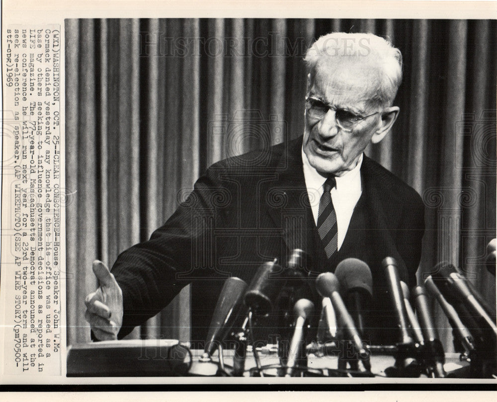 1969 Press Photo John W. McCormack House Speaker - Historic Images