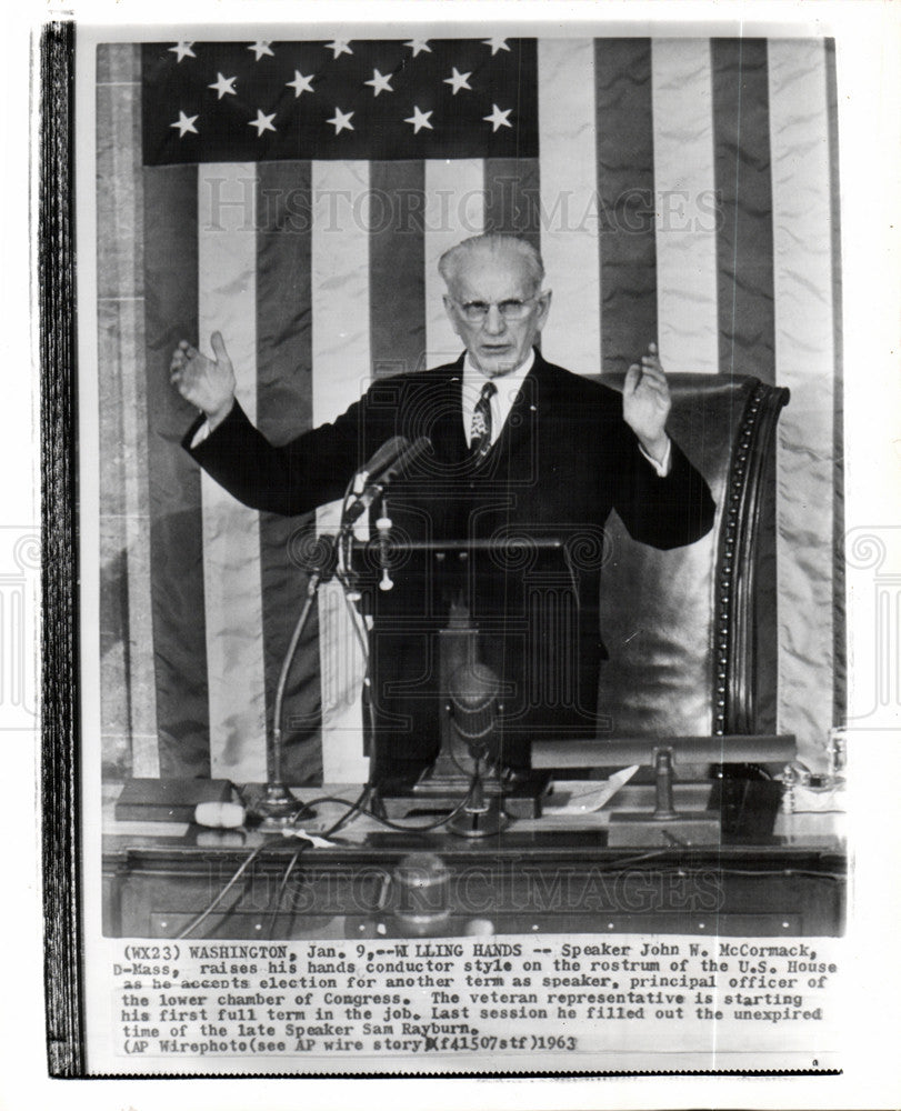 1963 Press Photo John W. McCormack accepts election - Historic Images