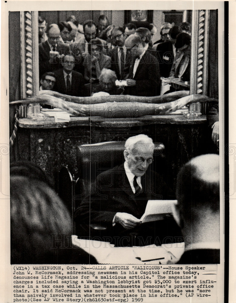 1969 Press Photo John W. McCormack Speaker U.S. - Historic Images