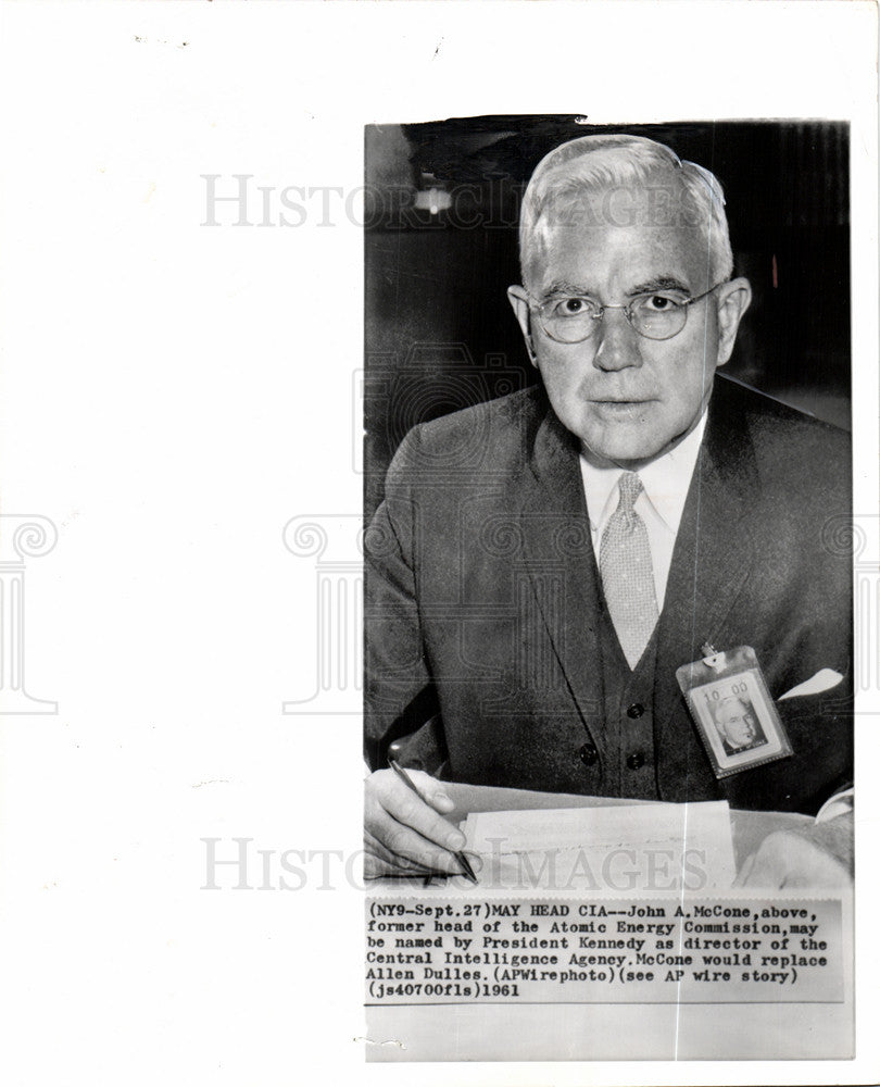 1961, John McCone Atomic Energy CIA Kennedy - Historic Images
