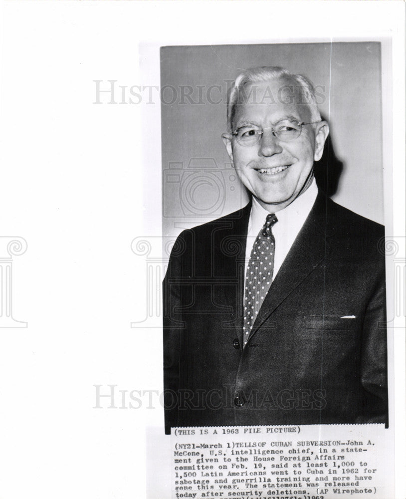 1963 Press Photo John McCone revealed statement on Cuba - Historic Images