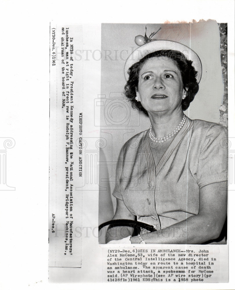 1961 Press Photo Mrs. John McCone Death Washington - Historic Images