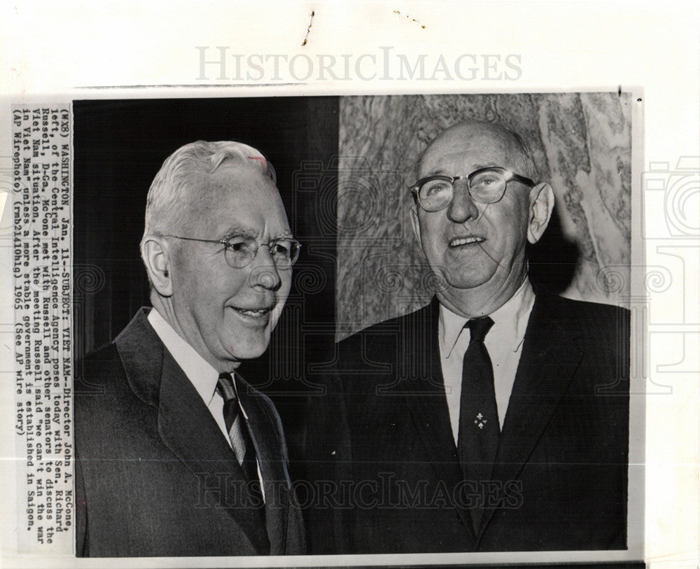 1965 Press Photo Vietnam John McCone Richard Russell - Historic Images