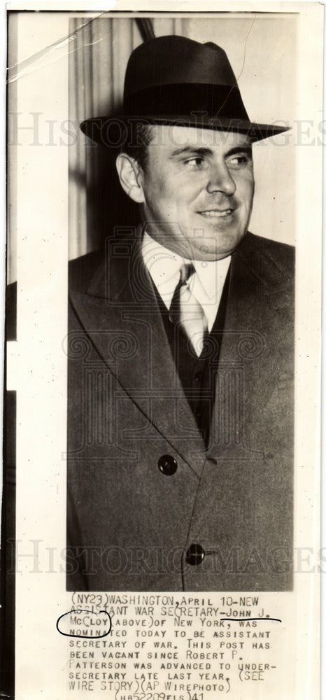 1941 Press Photo JHON J.  ASSISTANT SECRETARY NOMINEE - Historic Images