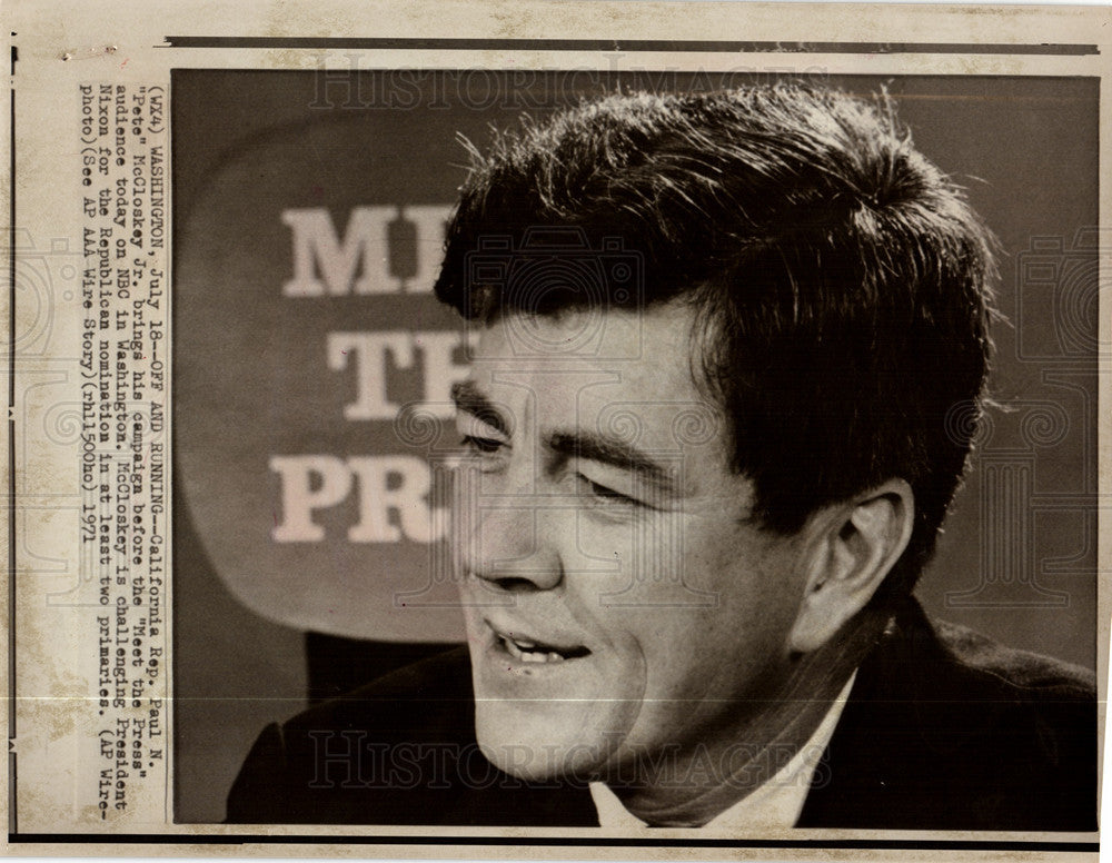 1971 Press Photo Paul N. McCloskey California Rep. - Historic Images