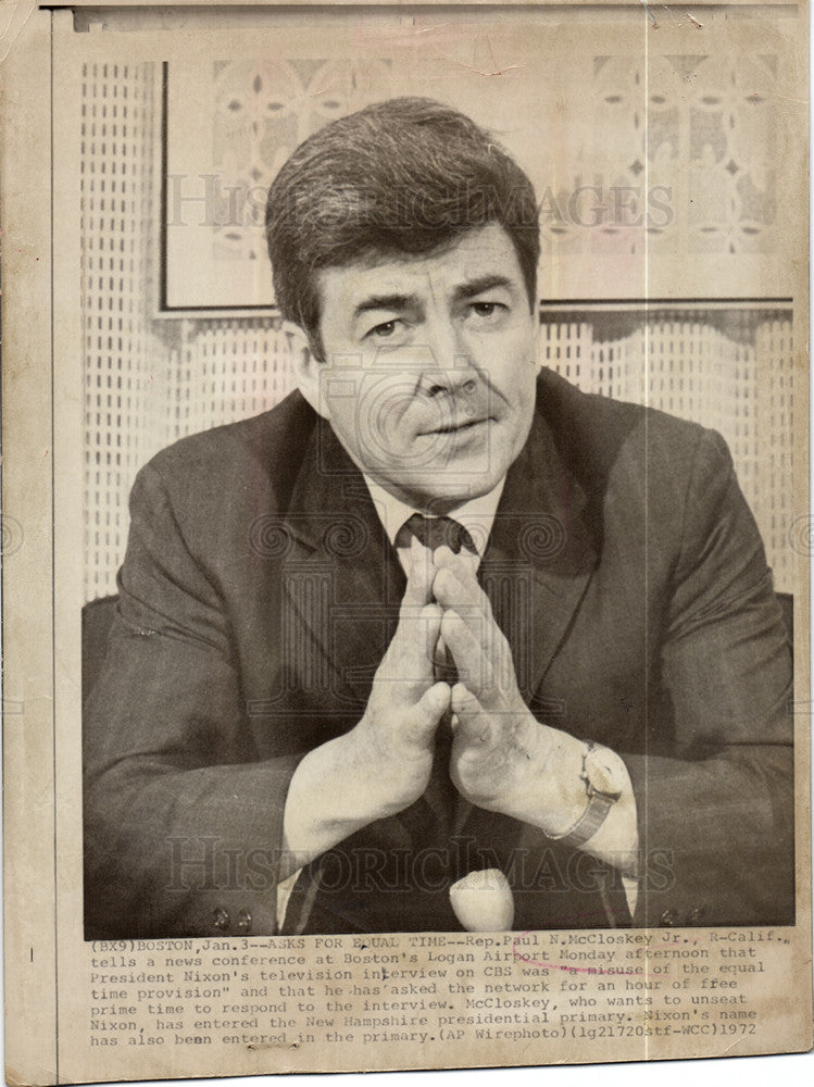 1972 Press Photo Paul McCloskey congressman California - Historic Images