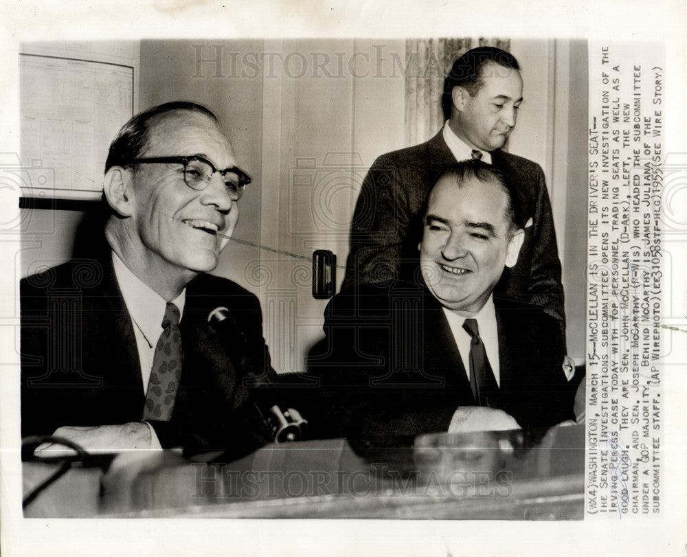 1955 Press Photo John McClellan Joseph McCarthy - Historic Images