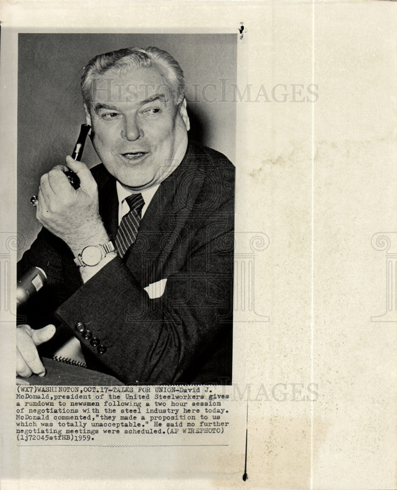 1959 Press Photo united steelworkers president mcdonald - Historic Images