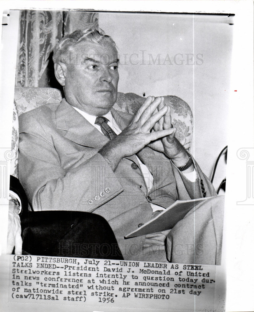 1956 Press Photo united steelworkers president mcdonald - Historic Images