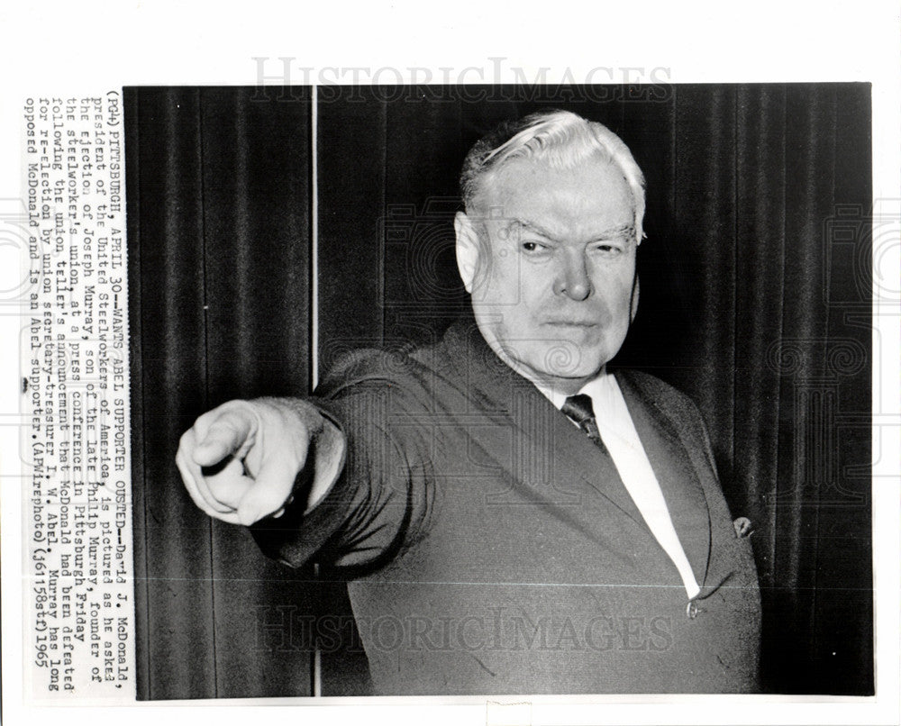 1965 Press Photo David McDonald Steelworkers Union Abel - Historic Images