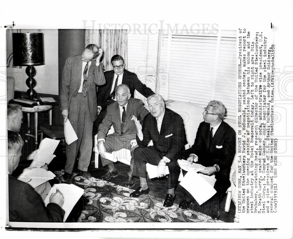 1959 Press Photo United Steel workers David McDonald - Historic Images