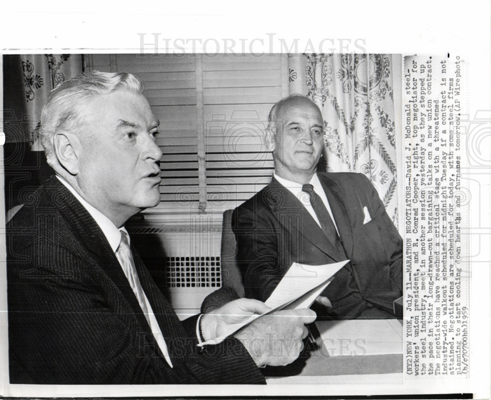 1959 Press Photo David J. McDonald Steel Pittsburgh - Historic Images