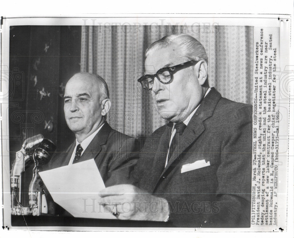 1962 Press Photo David J. McDonald President - Historic Images