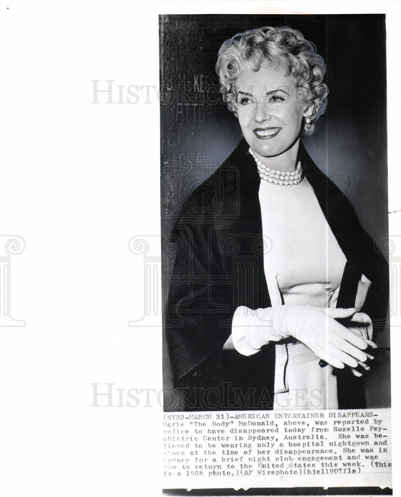 1963 Press Photo Marie McDonald &quot;The Body&quot; Sydney - Historic Images