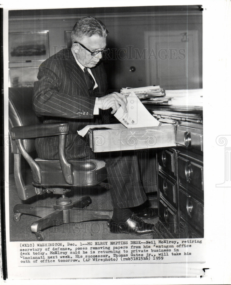 1959 Press Photo Neil McElroy, Pentagon, Thomas Gates - Historic Images