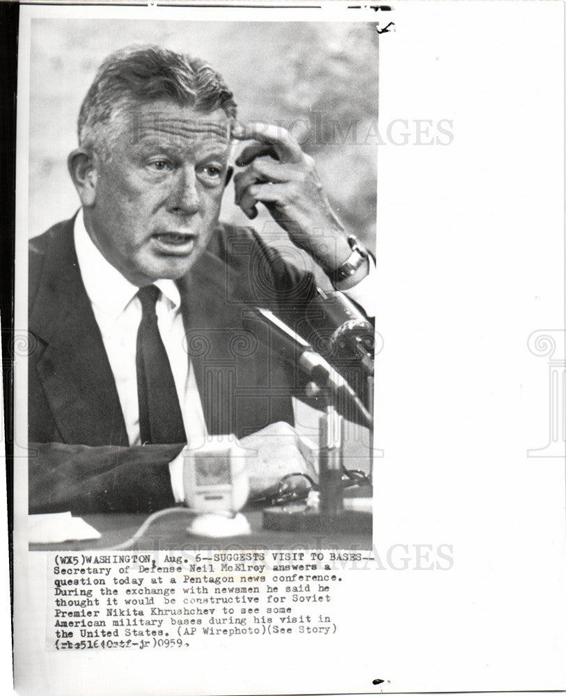 1959 Press Photo McElroy Pentagon news conference - Historic Images