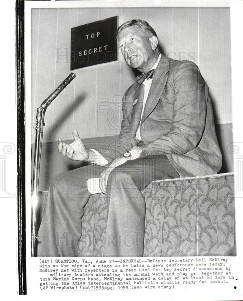 1959 Press Photo Neil H.McElroy US Secretary defense - Historic Images