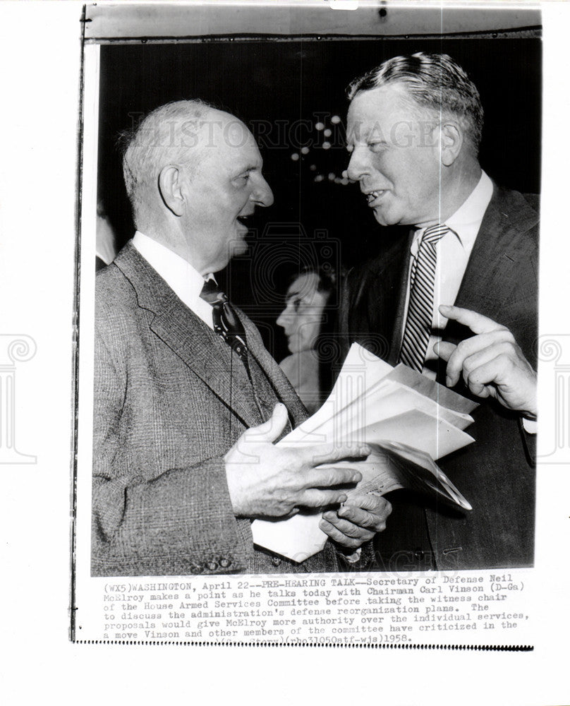 1958 Press Photo Neil H.McElroy US Secretary defense - Historic Images