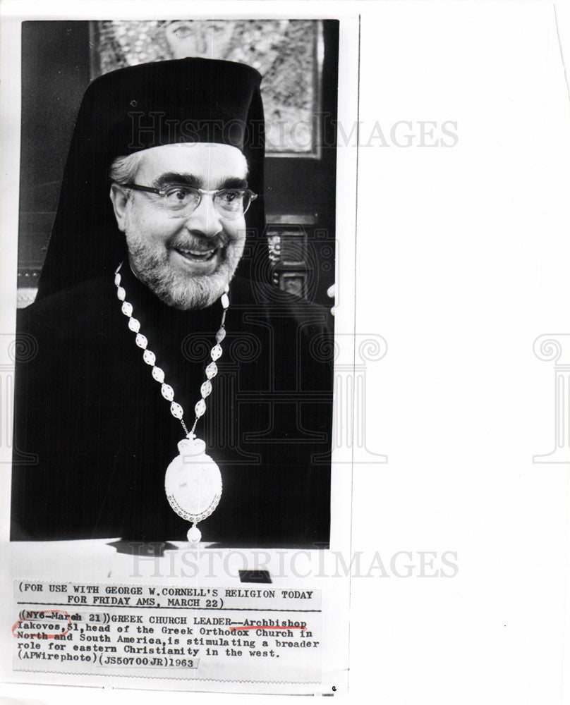 1963 Press Photo Archbishop Iakovos Greek Archdiocese - Historic Images