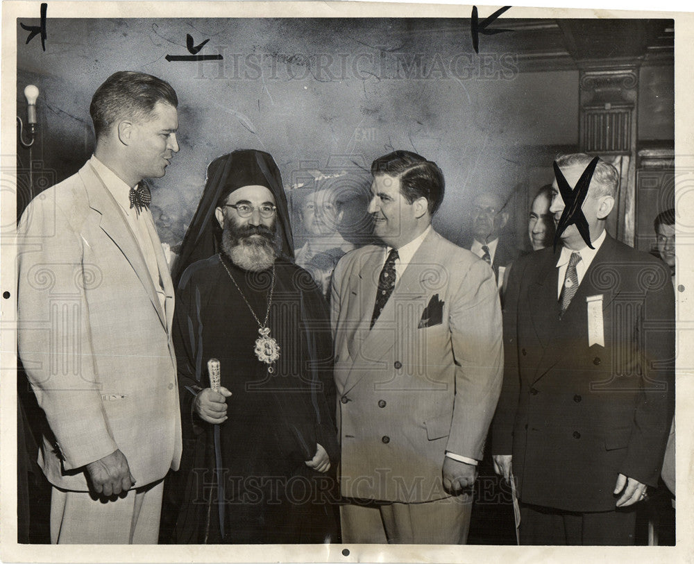 1951 Press Photo Gov. Williams Bishop Iacovos Geo. Papa - Historic Images