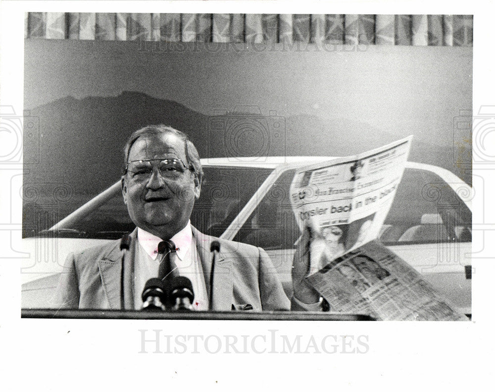 1986 Press Photo Lee Iacocca American Chrysler Auto - Historic Images