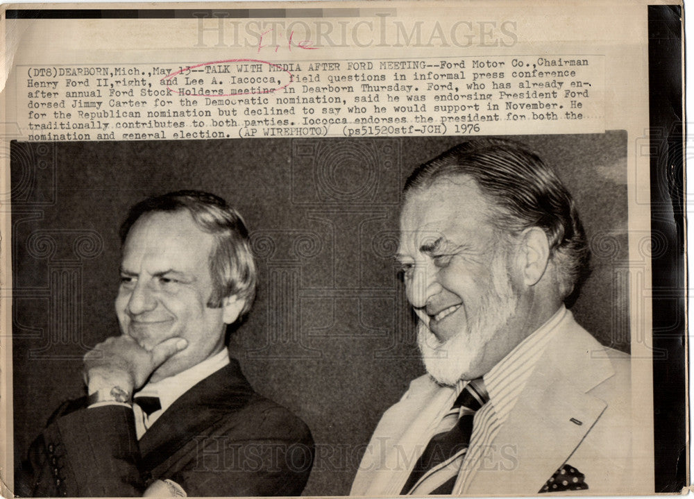 1976 Press Photo Lee A. Iacocca Businessman - Historic Images