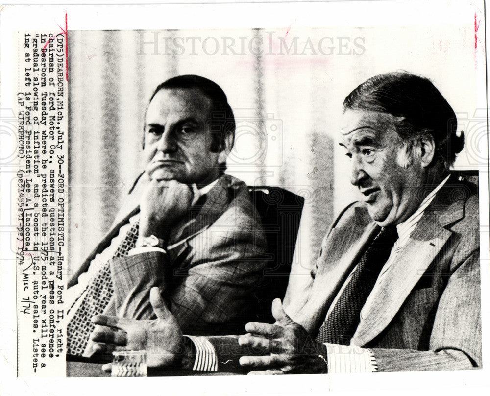 1984 Press Photo Henry Ford II 1975 Boost Auto Sales - Historic Images