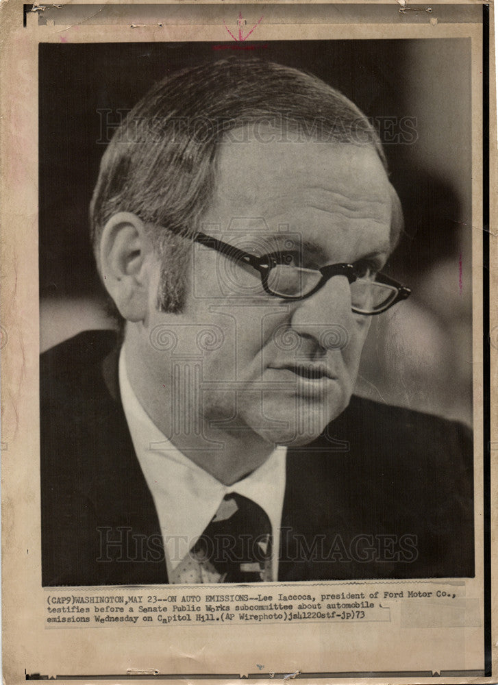 1974 Press Photo Lee Iaccoca Senate Ford emissions - Historic Images