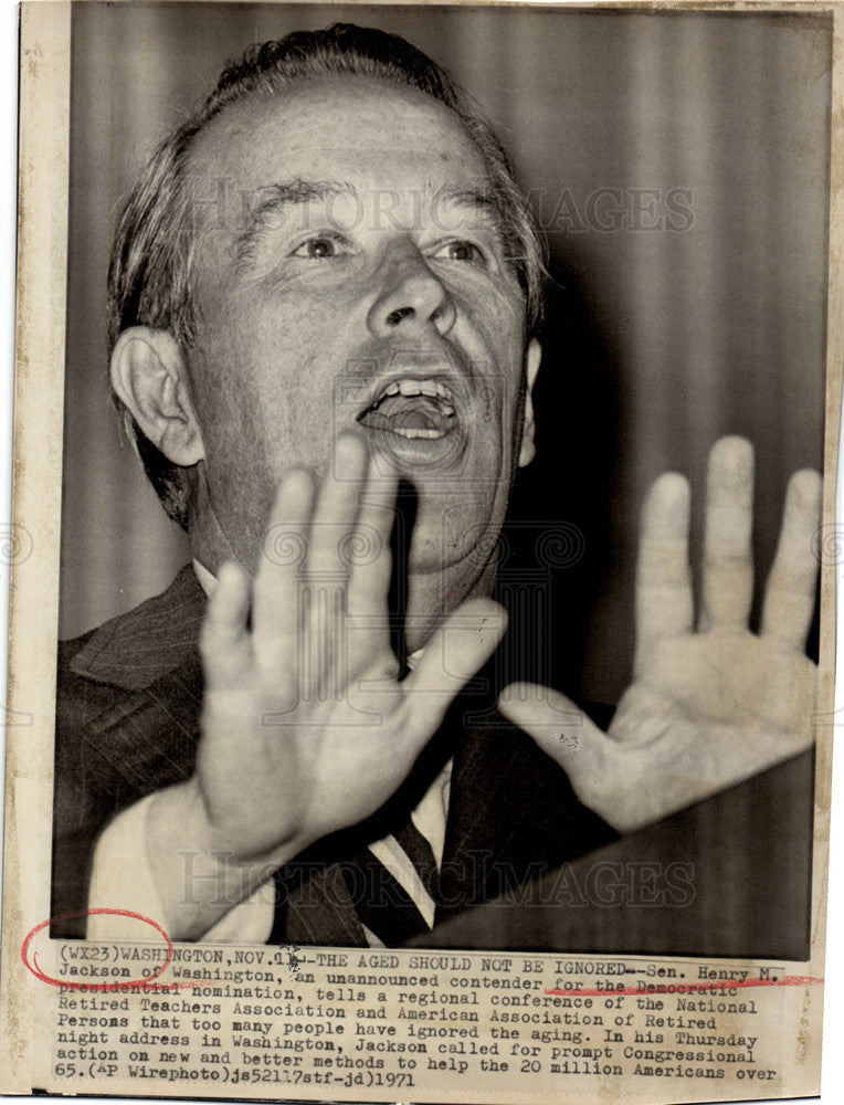 1971 Press Photo Henry M Jackason Washington aging - Historic Images