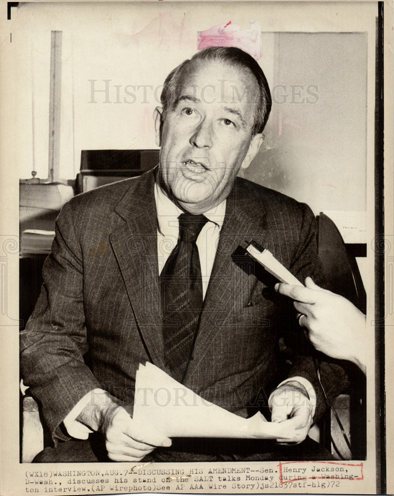 1972 Press Photo Henry Jackson senator SALT talks - Historic Images