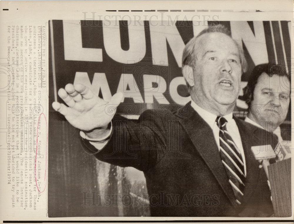 1974 Press Photo Henry Martin Jackson Campaign Ohio - Historic Images