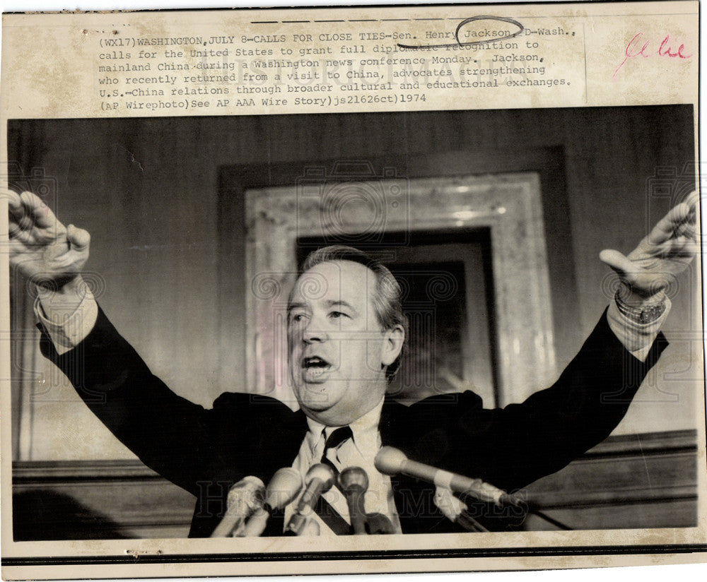 1974 Press Photo Henry Martin Scoop Jackson us senator - Historic Images