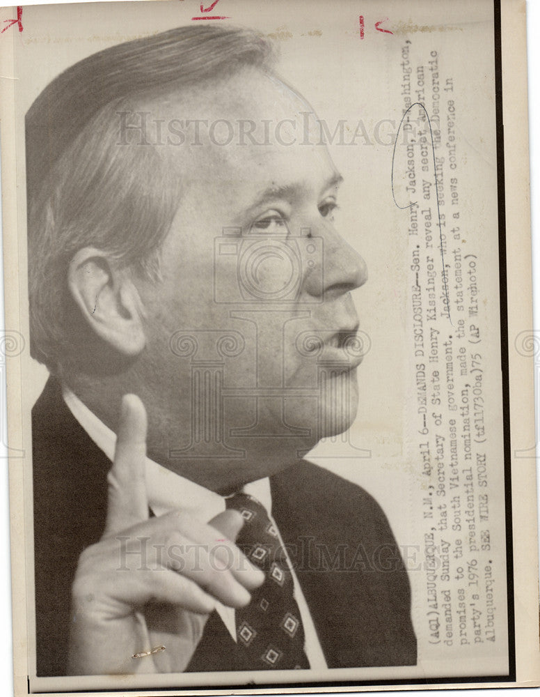 1975 Press Photo Henry M. Jackson Senator Washington - Historic Images
