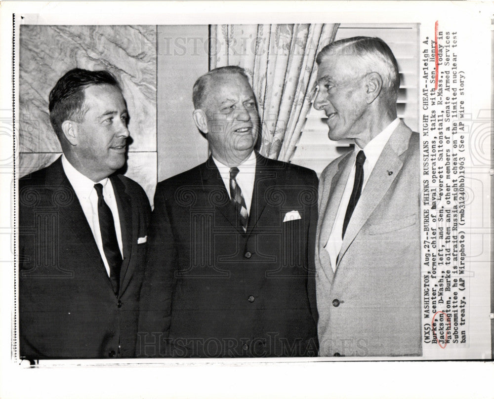 1963 Press Photo Arleigh Burke Senate Armed Services - Historic Images