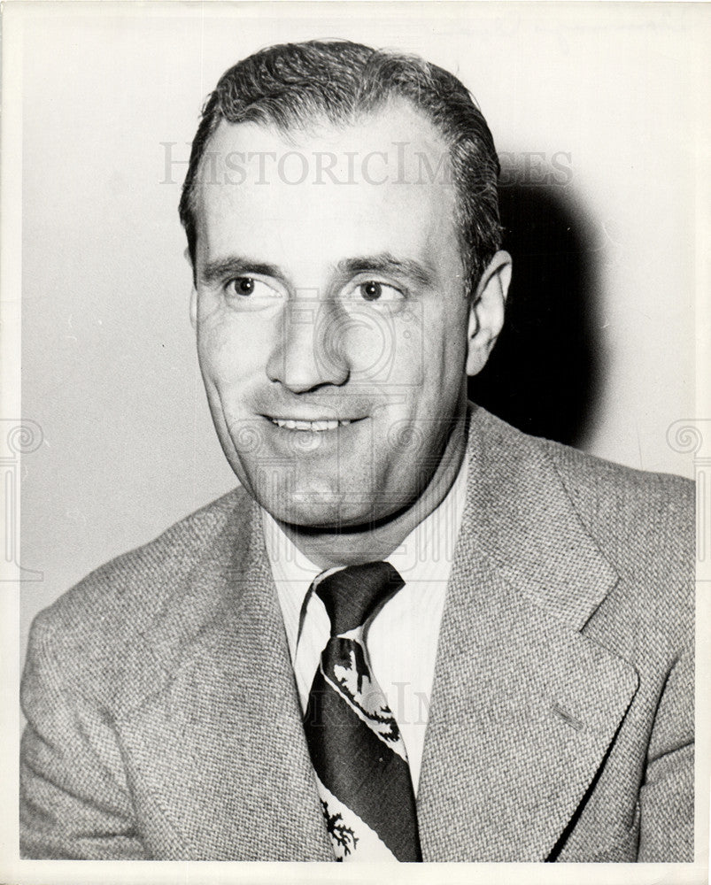1950 Press Photo Tommy Ivan Detroit Hockey Coach - Historic Images