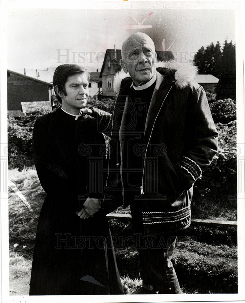 1973 Press Photo Tom Courtenay, Dean Jagger - Historic Images