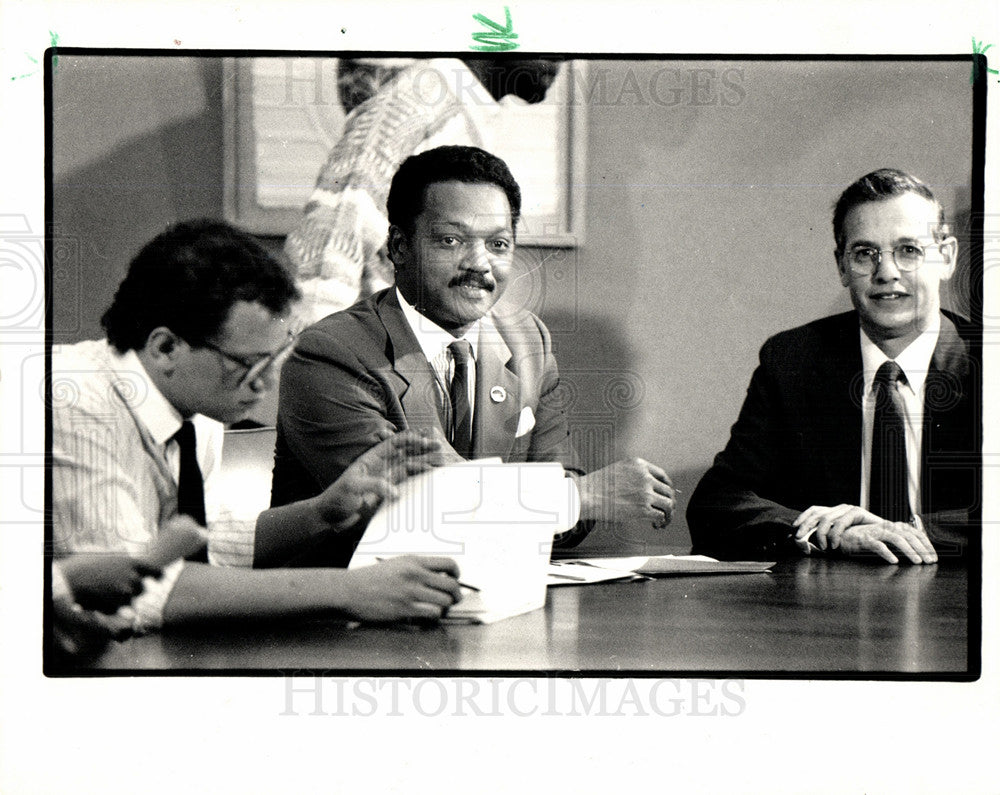 1987 Press Photo Jesse Jackson Harold Shapiro U-M - Historic Images