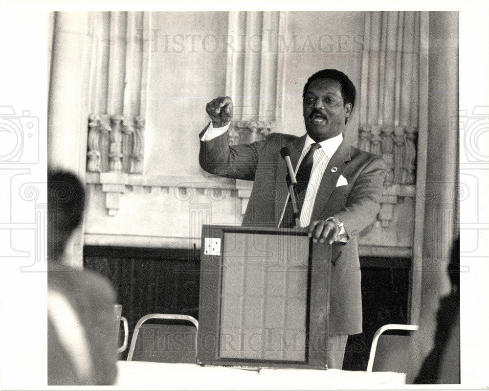 1987 Press Photo Jesse Jackson University Michigan - Historic Images