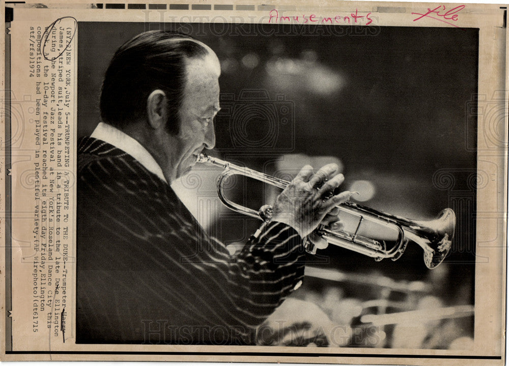 1974 Press Photo Harry James, Duke Ellington-tribute - Historic Images