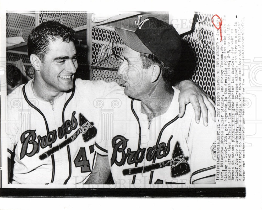 1961 Press Photo Joe Jay Braves pitcher - Historic Images