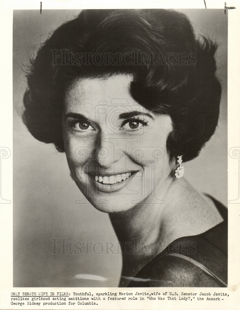 1960 Press Photo Marion Javits, Who Was That Lady? - Historic Images