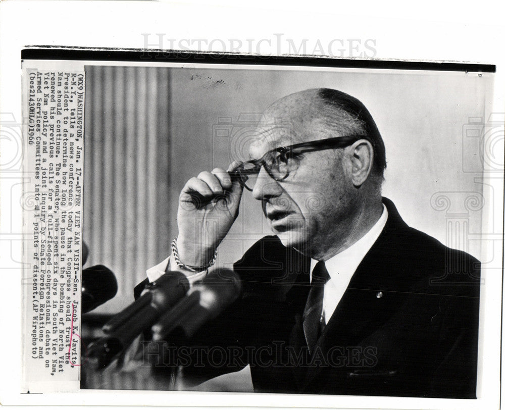 1966 Press Photo Jacob Javits speaks Viet Nam policy - Historic Images