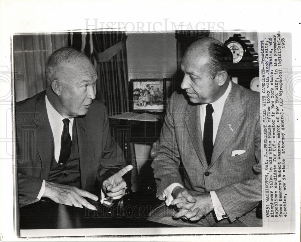 1956 Press Photo President Eisenhower Jacob Javits - Historic Images