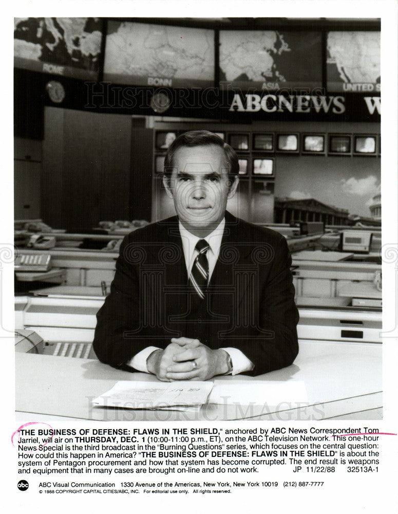 1988 Press Photo Tom Jarriel abc news business - Historic Images